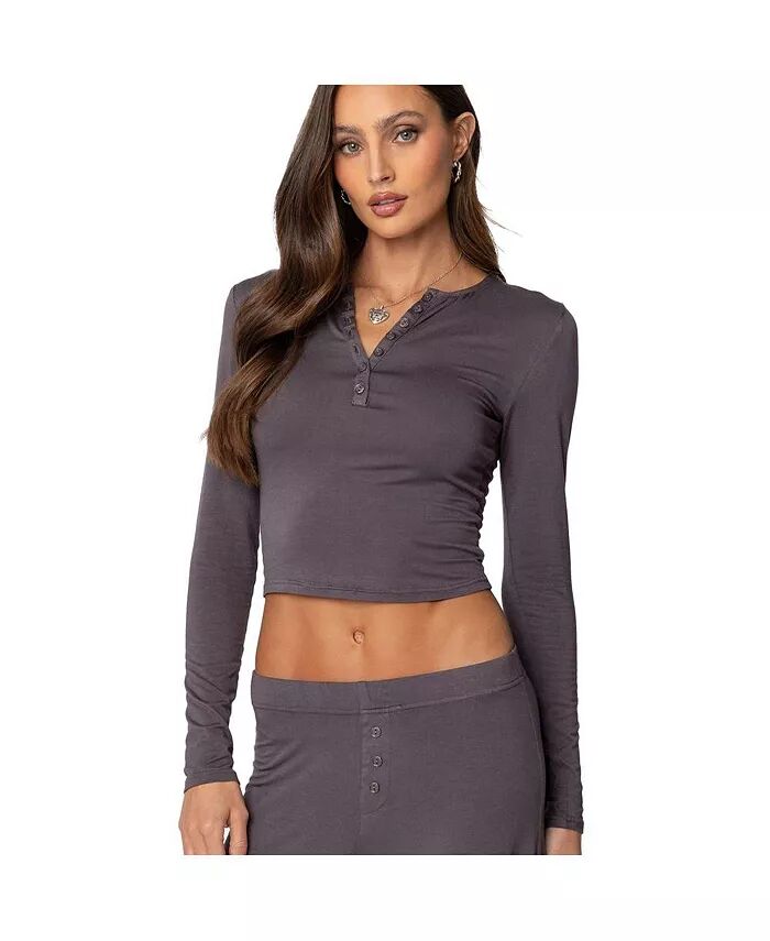 

Женский топ Kait Henley Edikted, серый