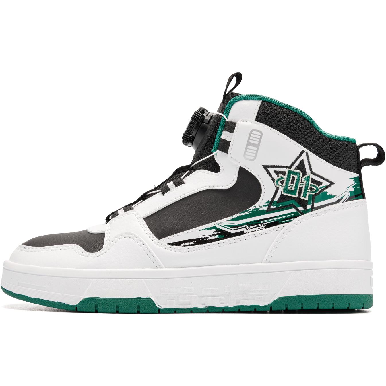 

QIAODAN Скользостойкие износостойкие высокие детские скейтбординг кроссовки White Green Black для подростков