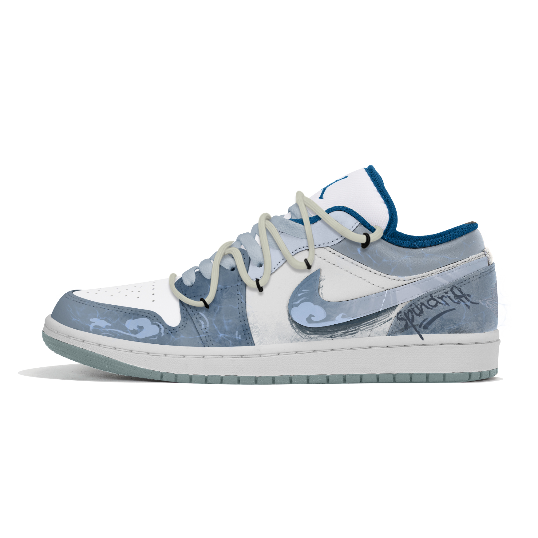 

Jordan Баскетбольные кроссовки Air 1 Slip-Stand с низким верхом, винтажные, мужские, сине-белые