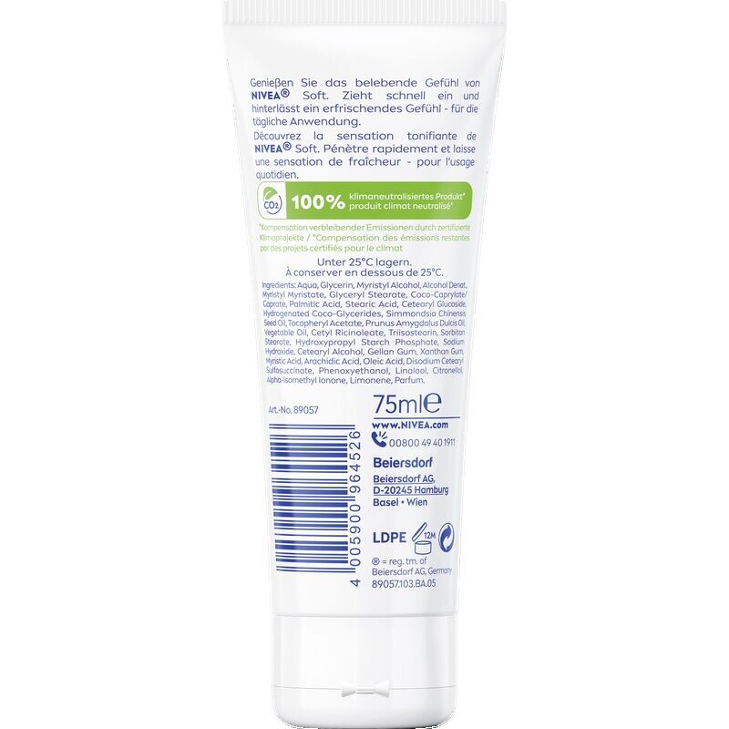 Мягкий освежающий увлажняющий тюбик NIVEA, 75 ml — фото 2