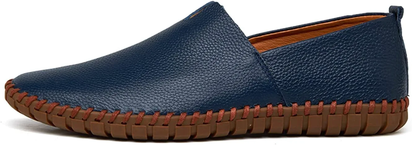 

Мужские кожаные эспадрильи Santimon с закрытым носком, слипоны для повседневной и офисной носки, синий