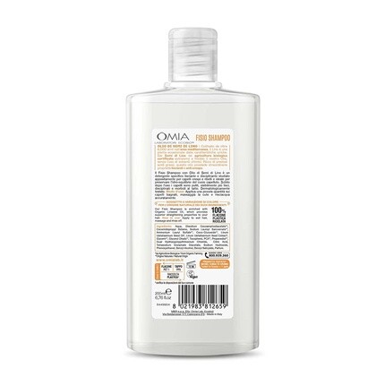 Fisio Eco Bio Шампунь с льняным маслом для вьющихся, выпрямляющих и дисциплинирующих волос 200мл, Omia — фото 2