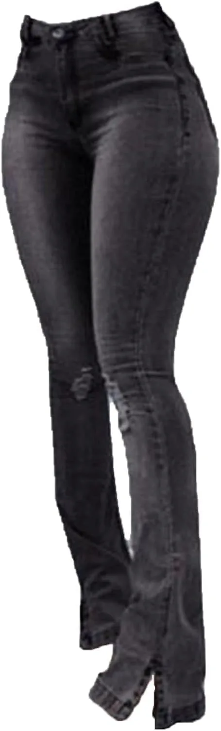 

Женские джинсы с высокой талией и расклешенным низом DGHM-JLMY