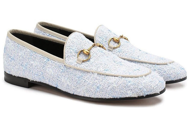 Лоферы (WMNS) Gucci Jordaan Tweed Loafers 'Blue' — фото 3
