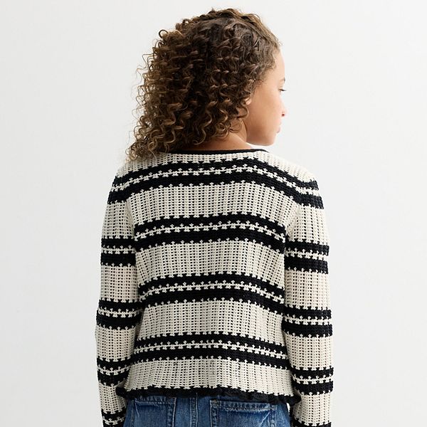 Кардиган с двойной завязкой для девочек 6-20 лет, размеры regular и plus So, Stone Stripe — фото 2