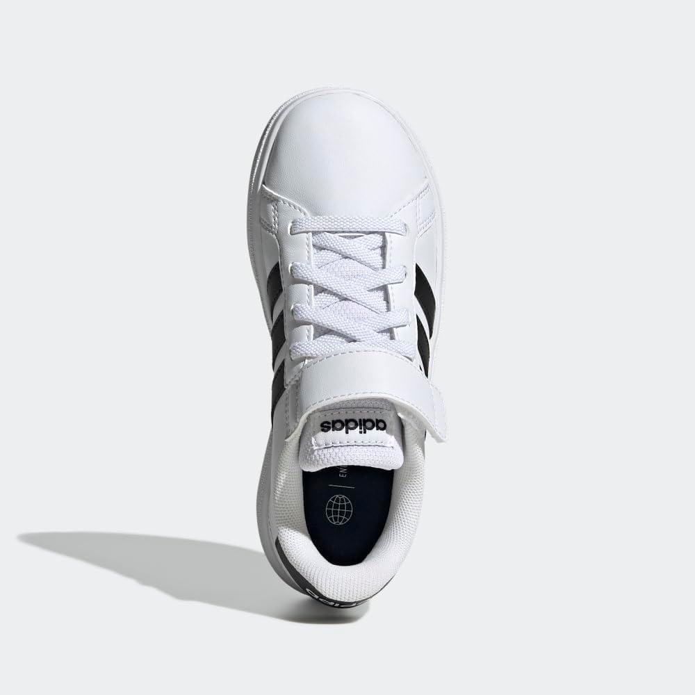 Adidas Детские универсальные кроссовки Grand Court 2.0 с эластичными шнурками и ремешком, белый/черный — фото 4