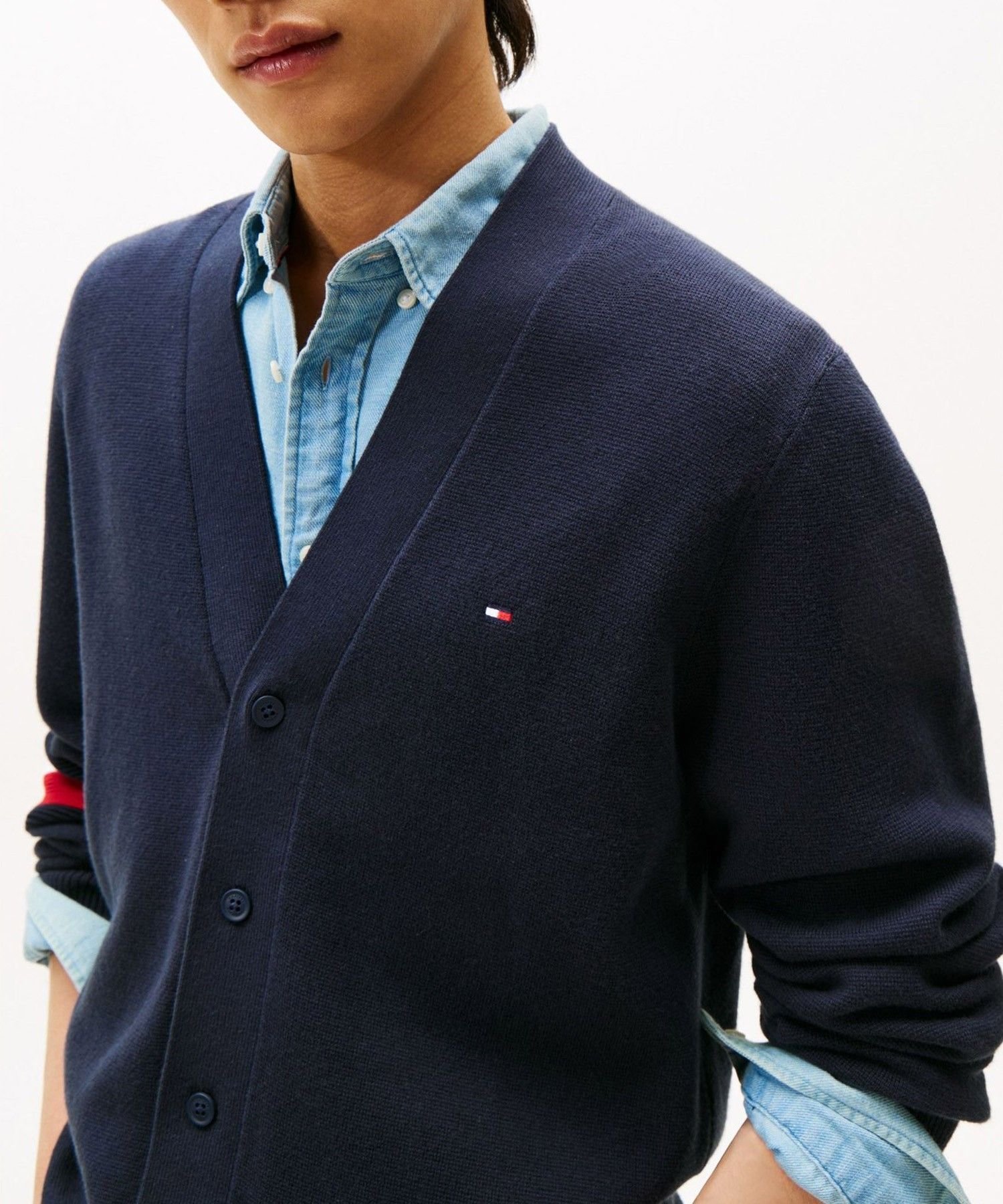 Кардиган из смеси хлопка и шелка TOMMY HILFIGER, Navy DW5 — фото 4