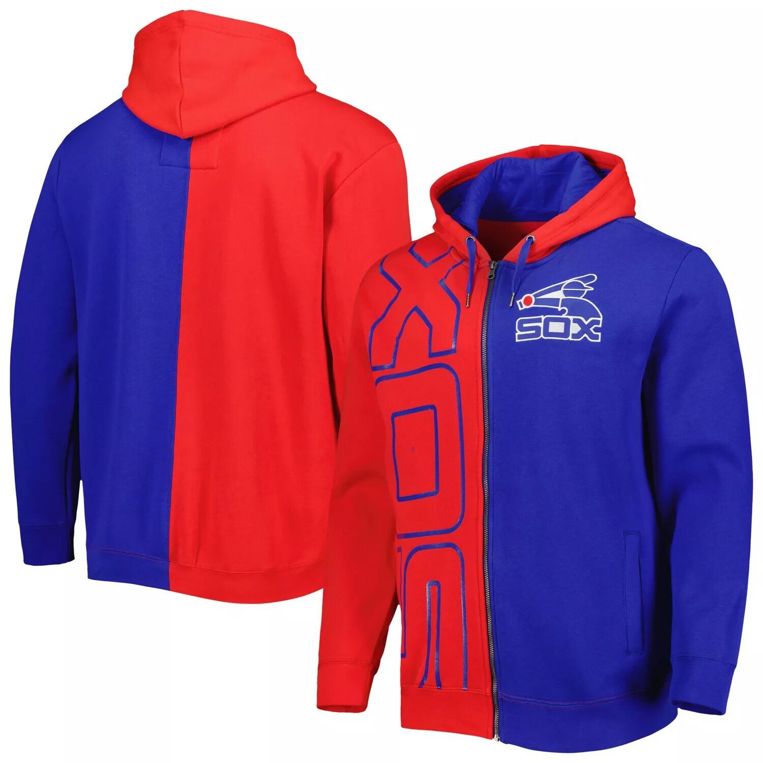 

Мужская флисовая толстовка с молнией во всю длину Mitchell & Ness Red/темно-синяя Chicago White Sox, Синий, Мужская флисовая толстовка с молнией во всю длину Mitchell & Ness Red/темно-синяя Chicago White Sox