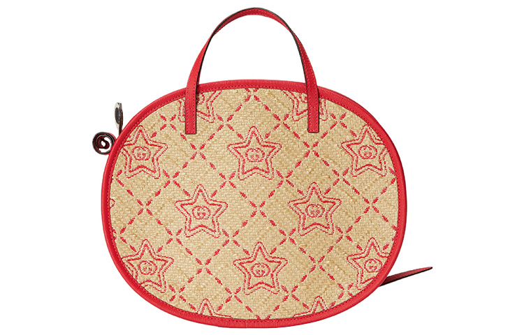 

Сумка Raffia с кожаными деталями для детей красно-бежевая GUCCI