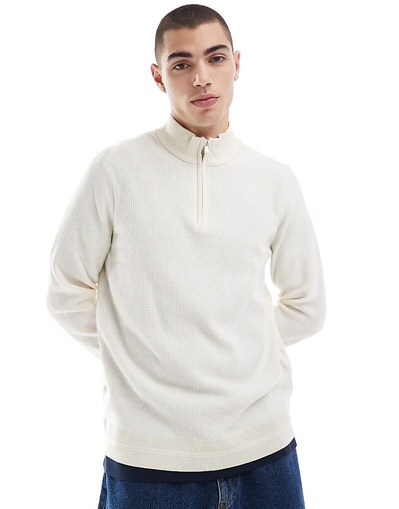 

Джемпер на четверть молнии цвета экрю River Island