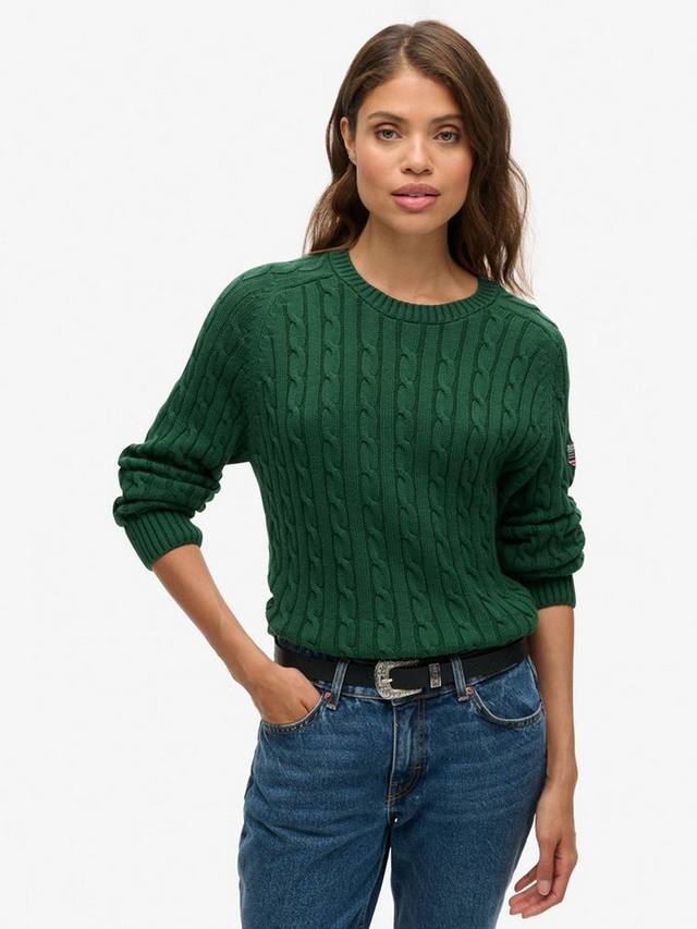 

Джемпер с напуском из кабельной вязки Superdry, темно-зеленый