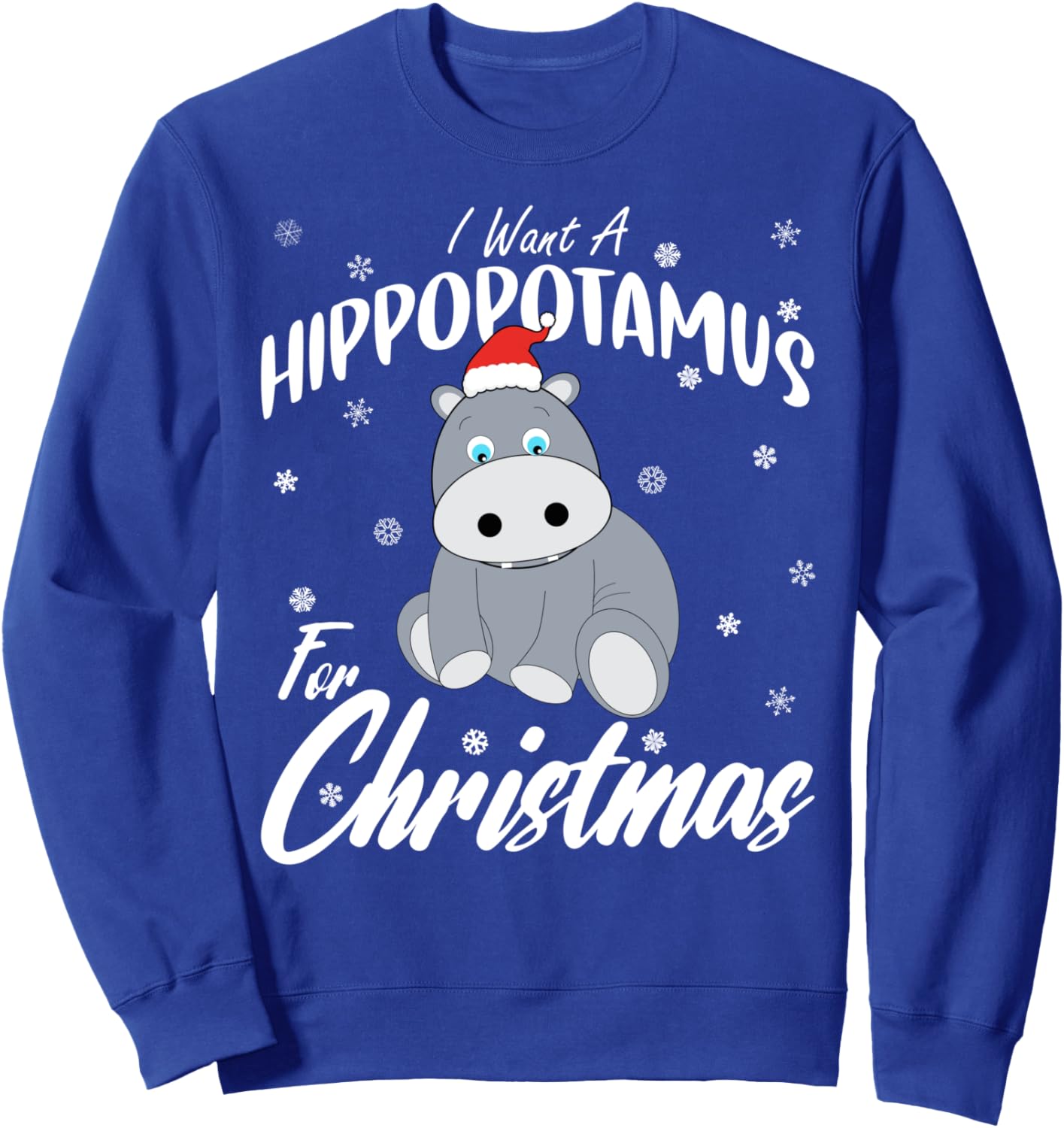 

Толстовка с надписью «Я хочу бегемота на Рождество» и толстовка с бегемотом на Рождество Christmas Hippo Shirt By T&T, синий