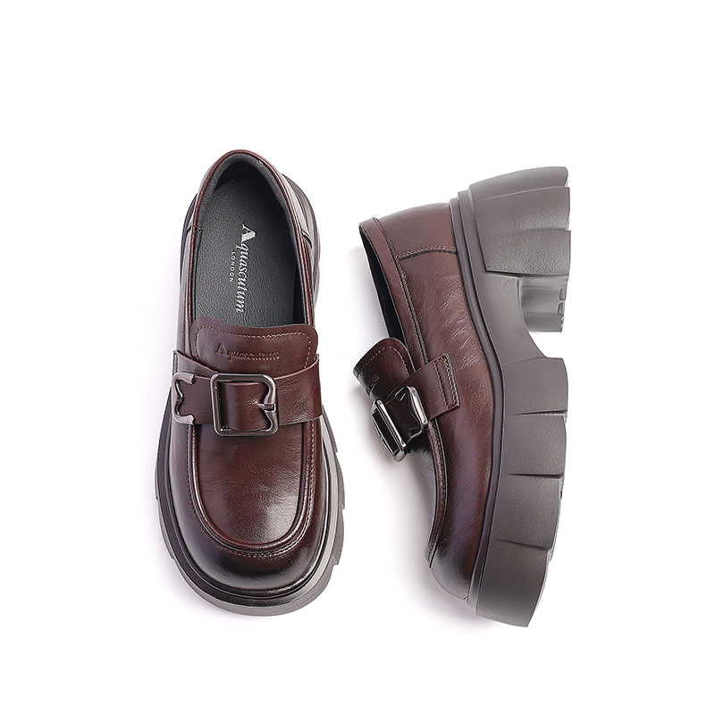 AQUASCUTUM Лоферы женские черно-коричневые - коричневые, цвет Brown — фото 2
