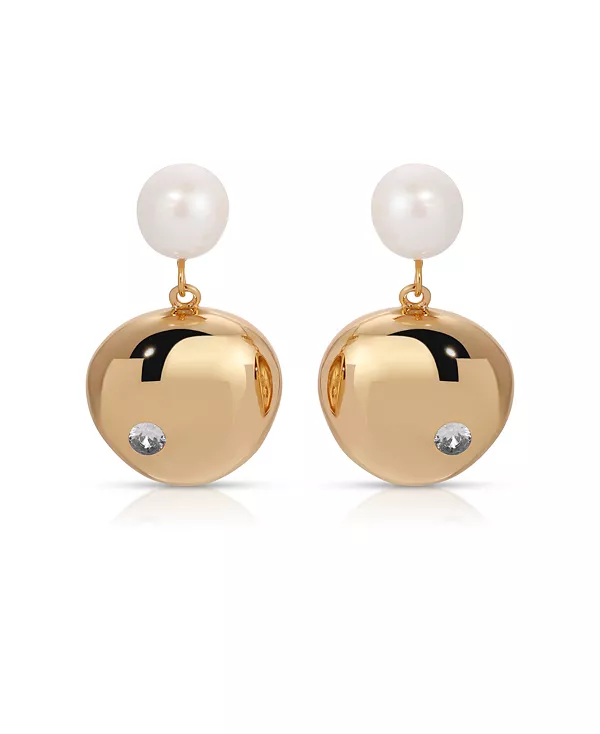 

Серьги-Подвески с галькой и пресноводным жемчугом Ettika, gold