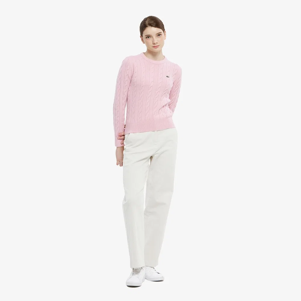 Свитер женский Lacoste с косами, светло-розовый — фото 3