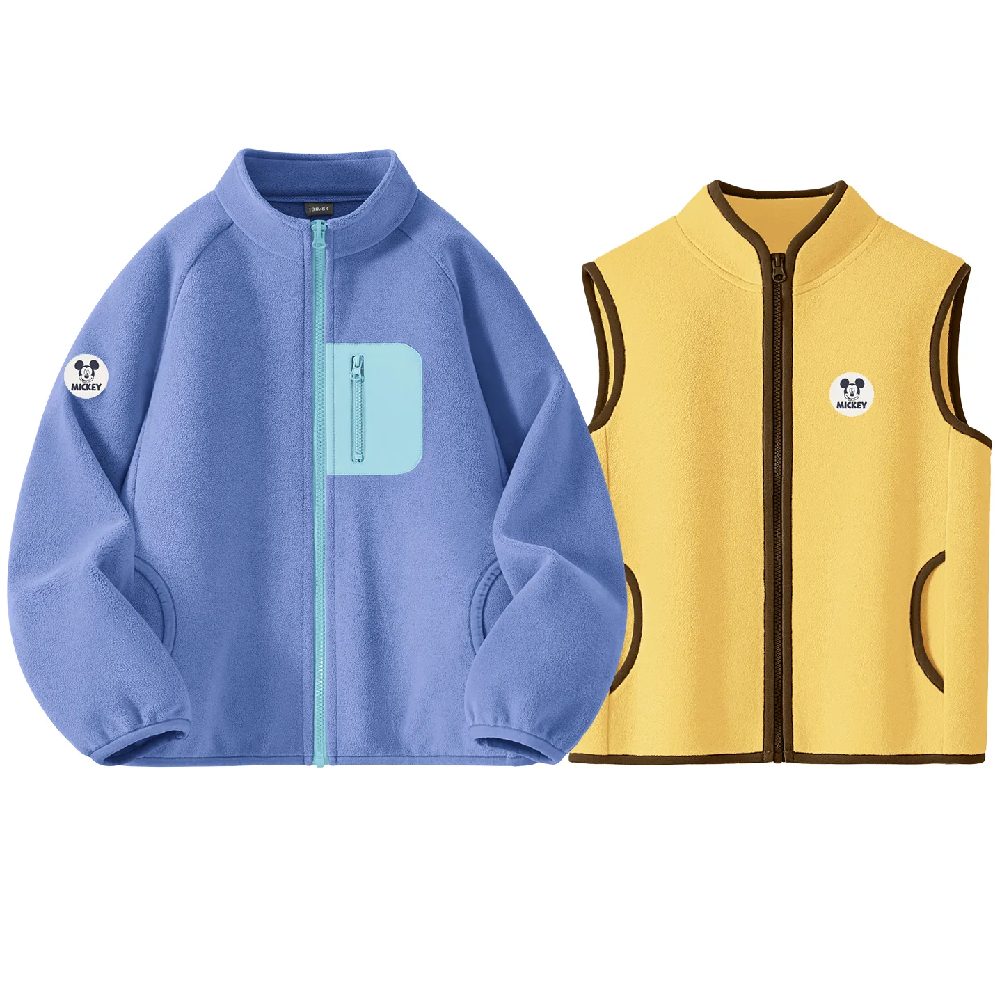 Детская флисовая толстовка с круглым вырезом Disney, Didi Zhong Round Hook-and-Loop K Coral Blue+Didi Zhong Round Hook-and-Loop K Star Moon Yellow
