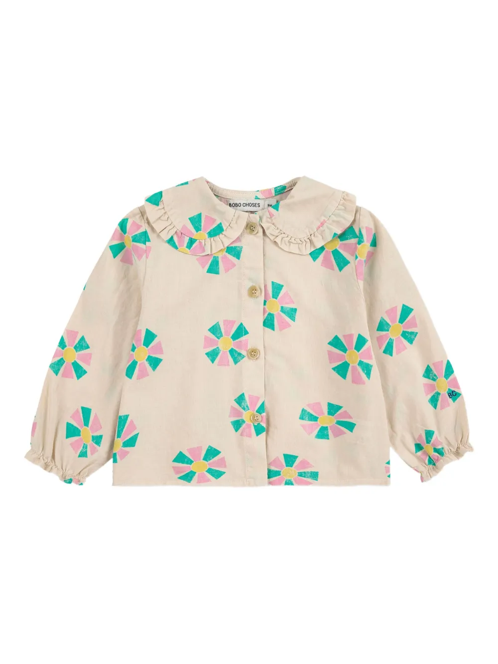 

Футболка с цветочным принтом и оборчатым воротником BOBO CHOSES, нейтральный