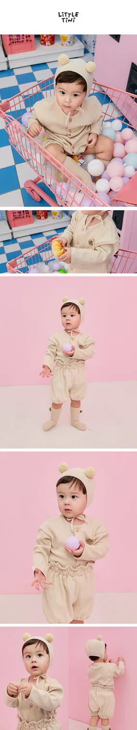 Детский вафельный кардиган бежевый от Littletini — фото 4