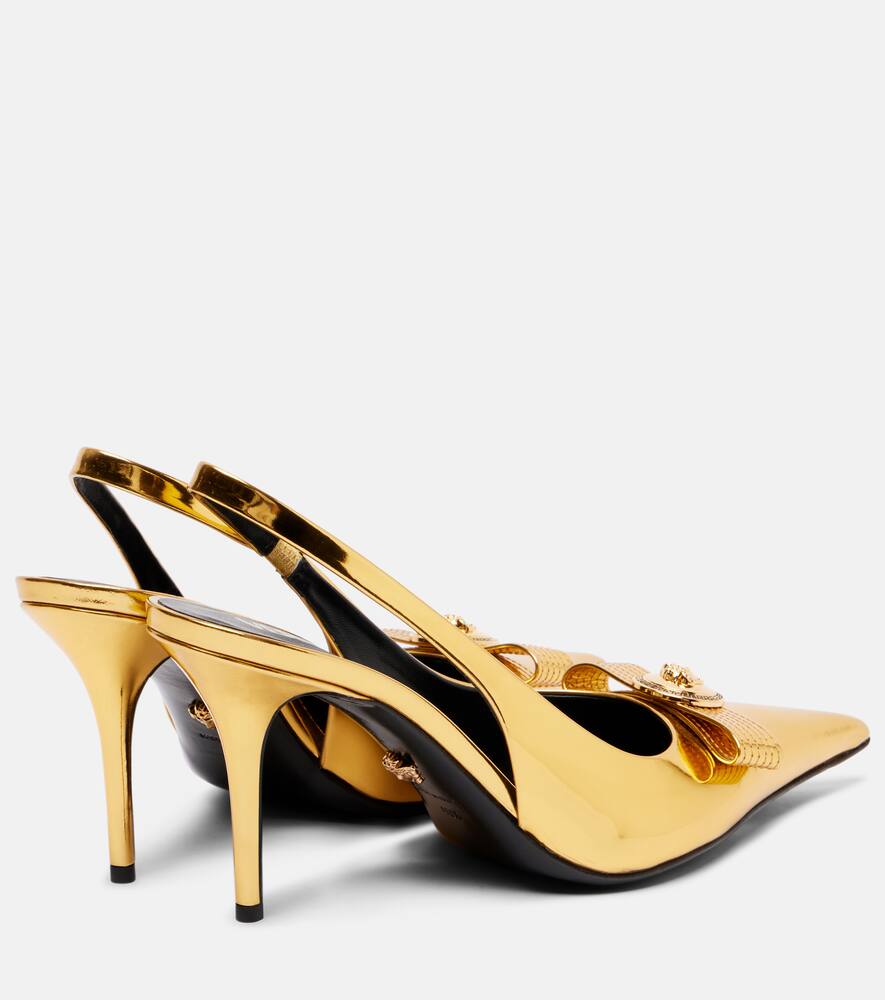 Кожаные лодочки на платформе Gianni Ribbon 85 золотистого цвета Versace, Gold-Versace Gold — фото 2