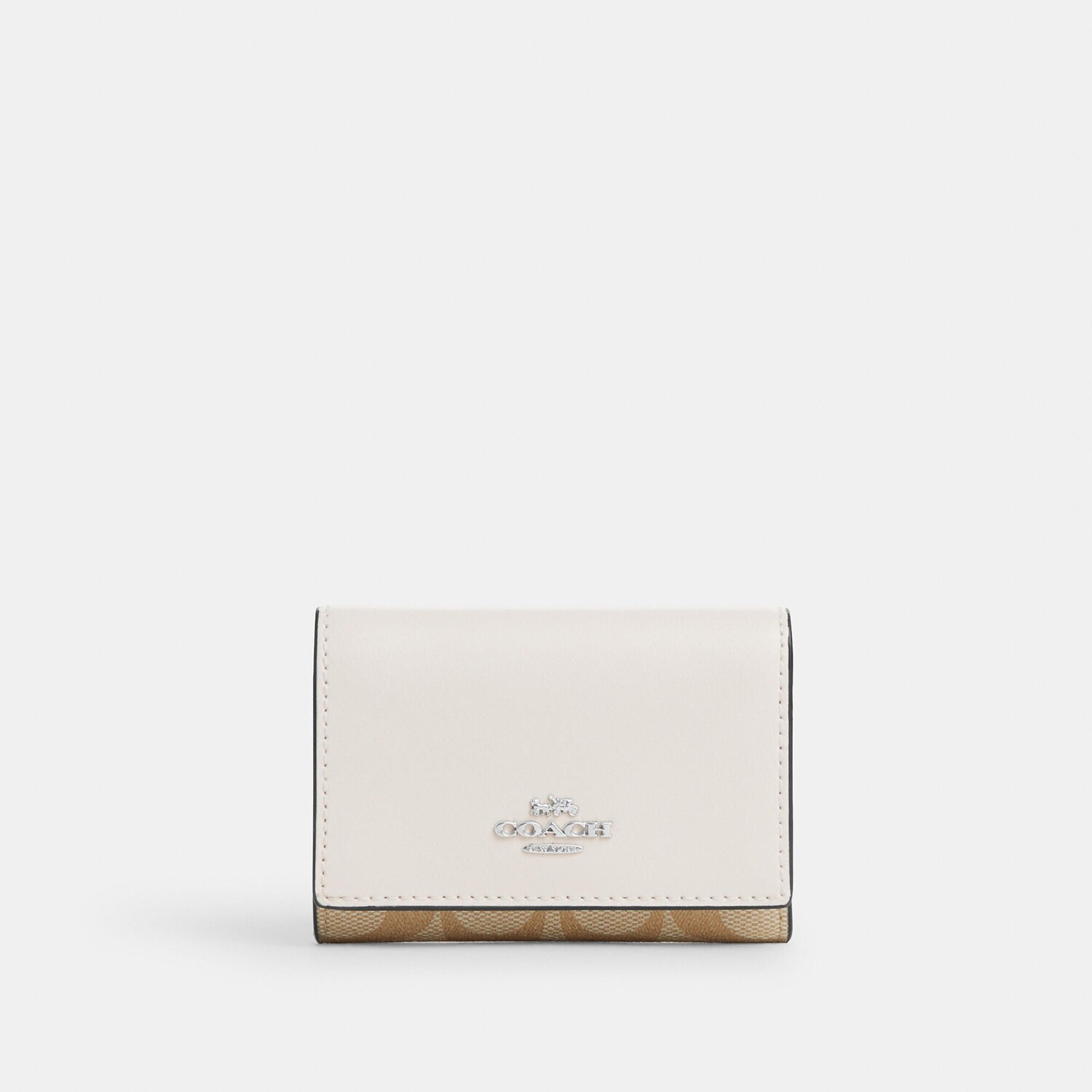 

Микро-кошелек Coach Outlet из фирменной парусины, цвет Silver/Light Khaki/Chalk