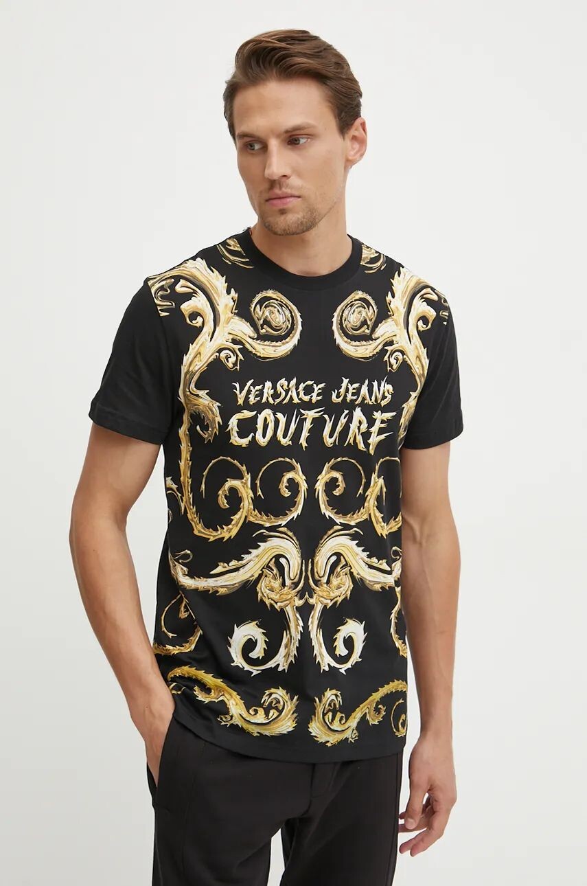 

Хлопковая футболка Versace Jeans Couture, черный
