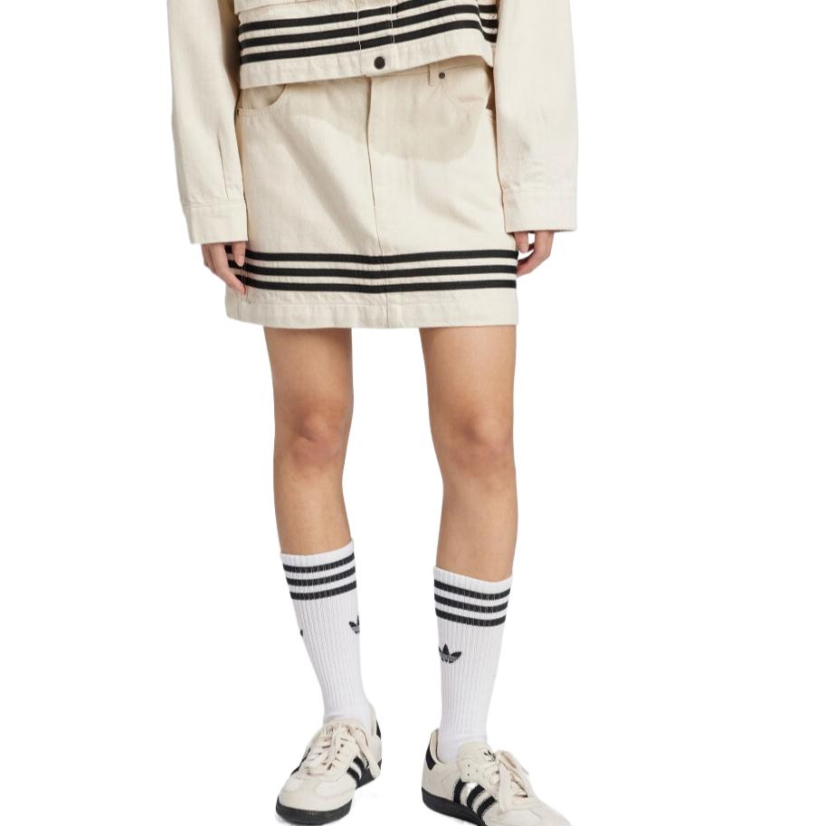 Adidas Originals SS25 Повседневная длинная юбка женская Natural Denim Beige Yellow — фото 4