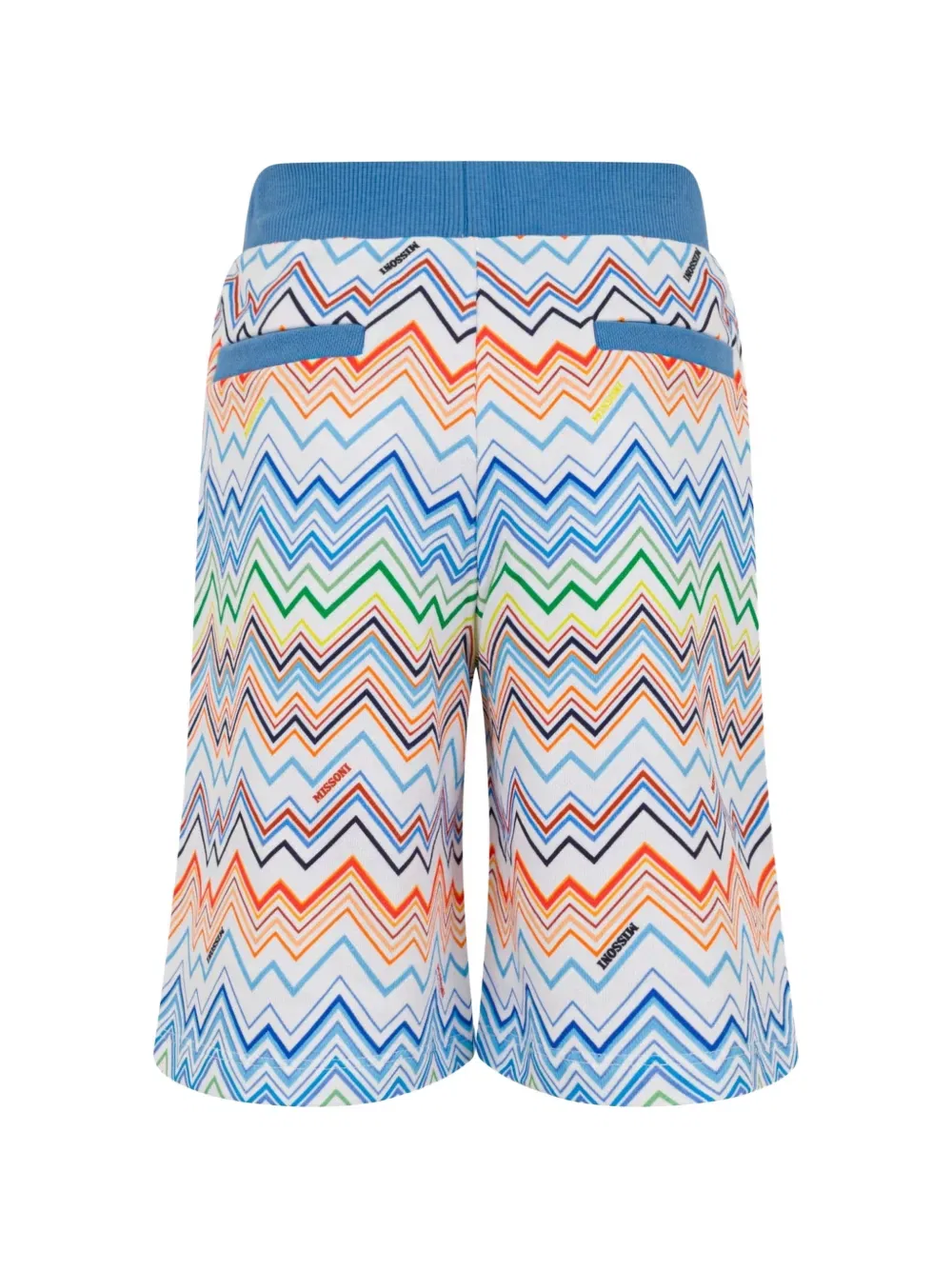 Хлопковые шорты с зигзагообразным узором Missoni Kids, синий — фото 2