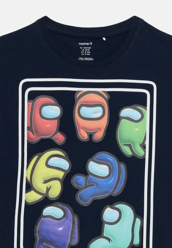 Футболка Nkmfabron amongus box sky print t-shirt Name It, цвет темно-синий — фото 4
