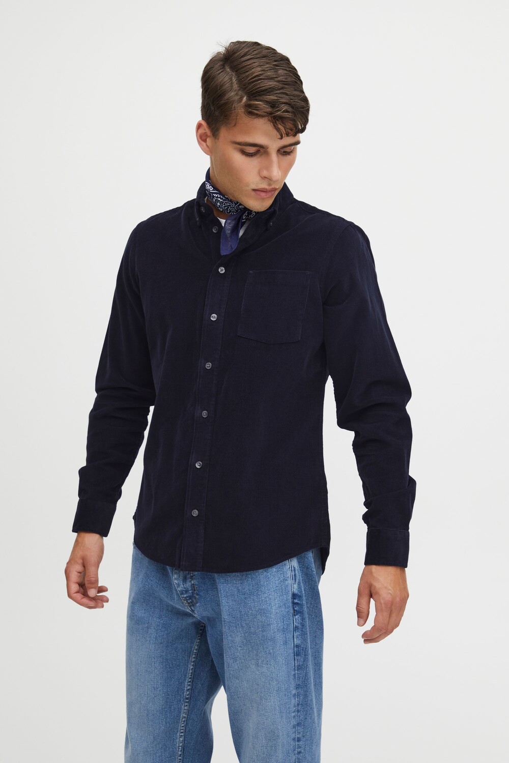 

Рубашка CASUAL FRIDAY Langarm CFAnton LS BD baby cord shirt 20504774, синий