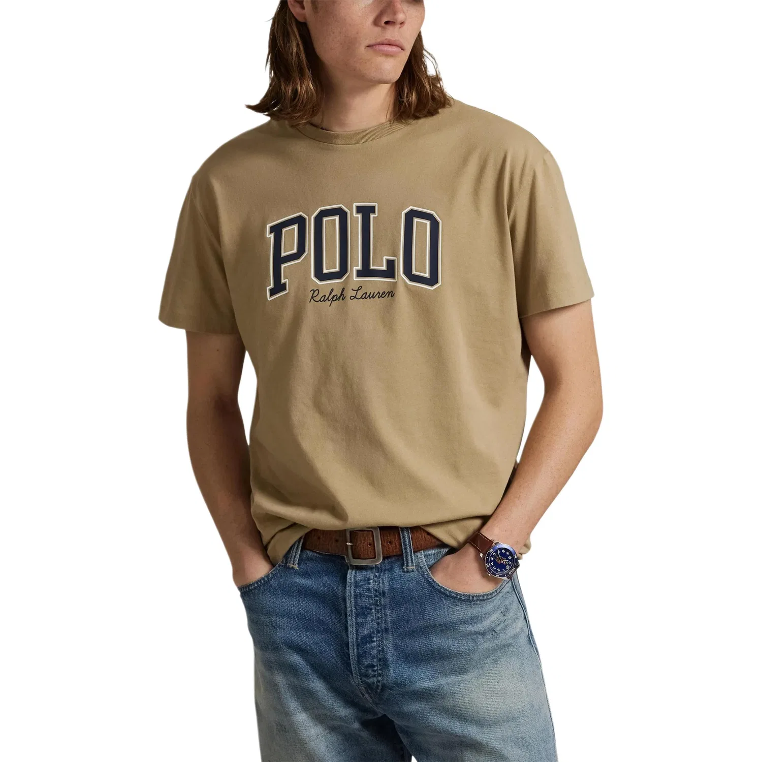 Футболка с круглым вырезом и принтом логотипа Polo Ralph Lauren, Beige — фото 4