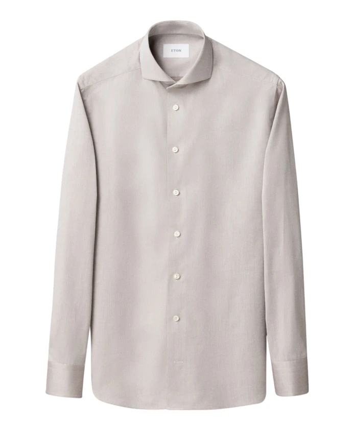 

Однотонная фирменная твиловая рубашка Eton, бежевый