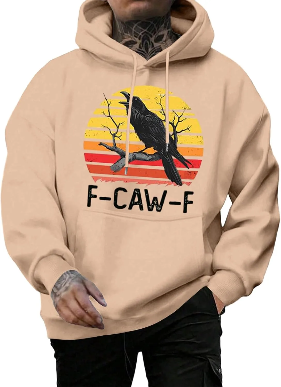 

Мужской худи с капюшоном, оверсайз Raven с принтом