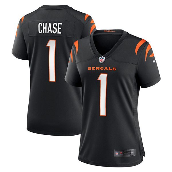 

Женская игровая футболка Ja'Marr Chase Cincinnati Bengals черная Nike, Черный, Женская игровая футболка Ja'Marr Chase Cincinnati Bengals черная Nike