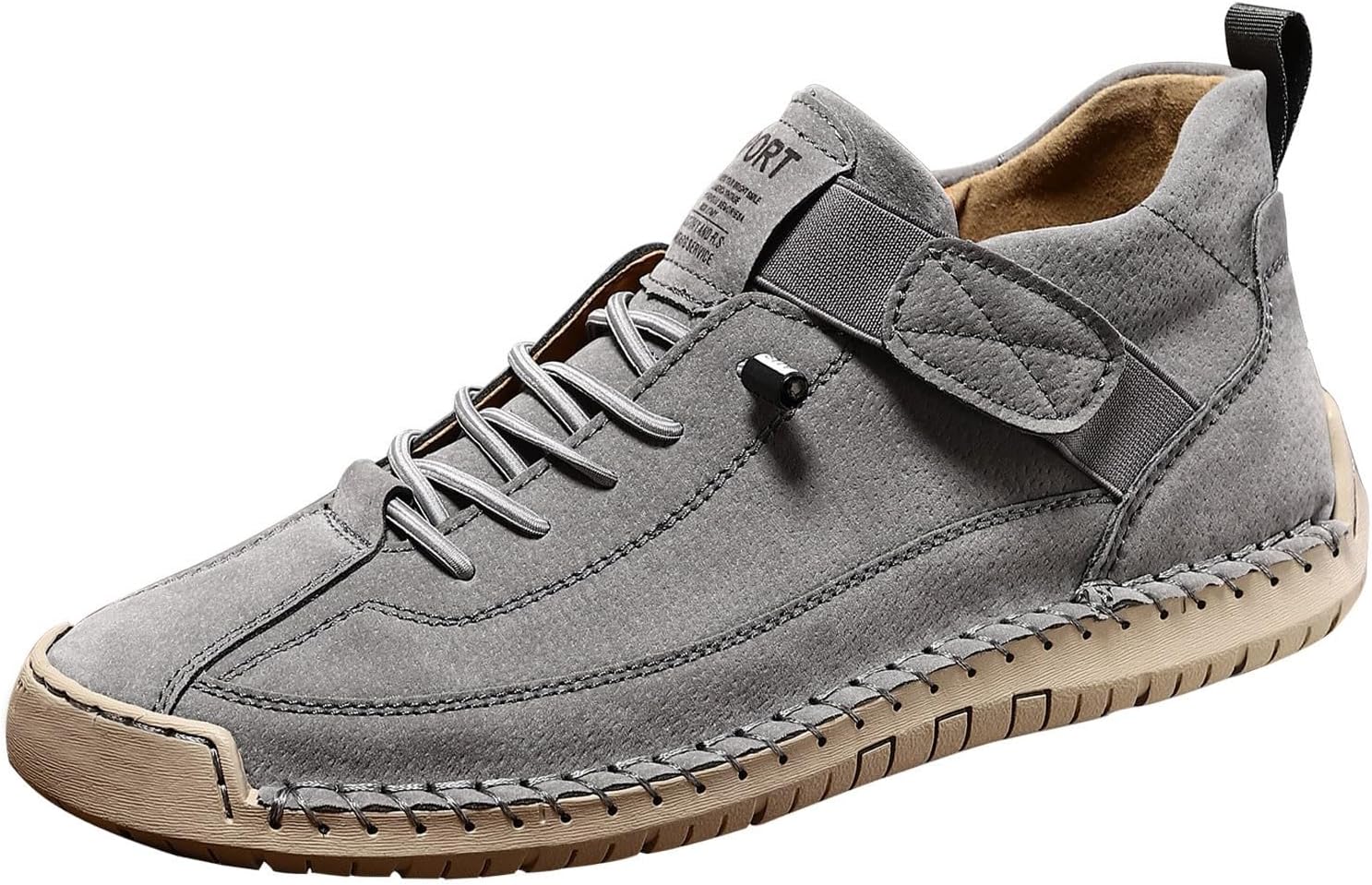 

Мужские повседневные кожаные модные кроссовки, ботинки средней высоты, туфли для прогулок и вождения, ботинки типа чукка до щиколотки, легкие лоферы Generic, серый