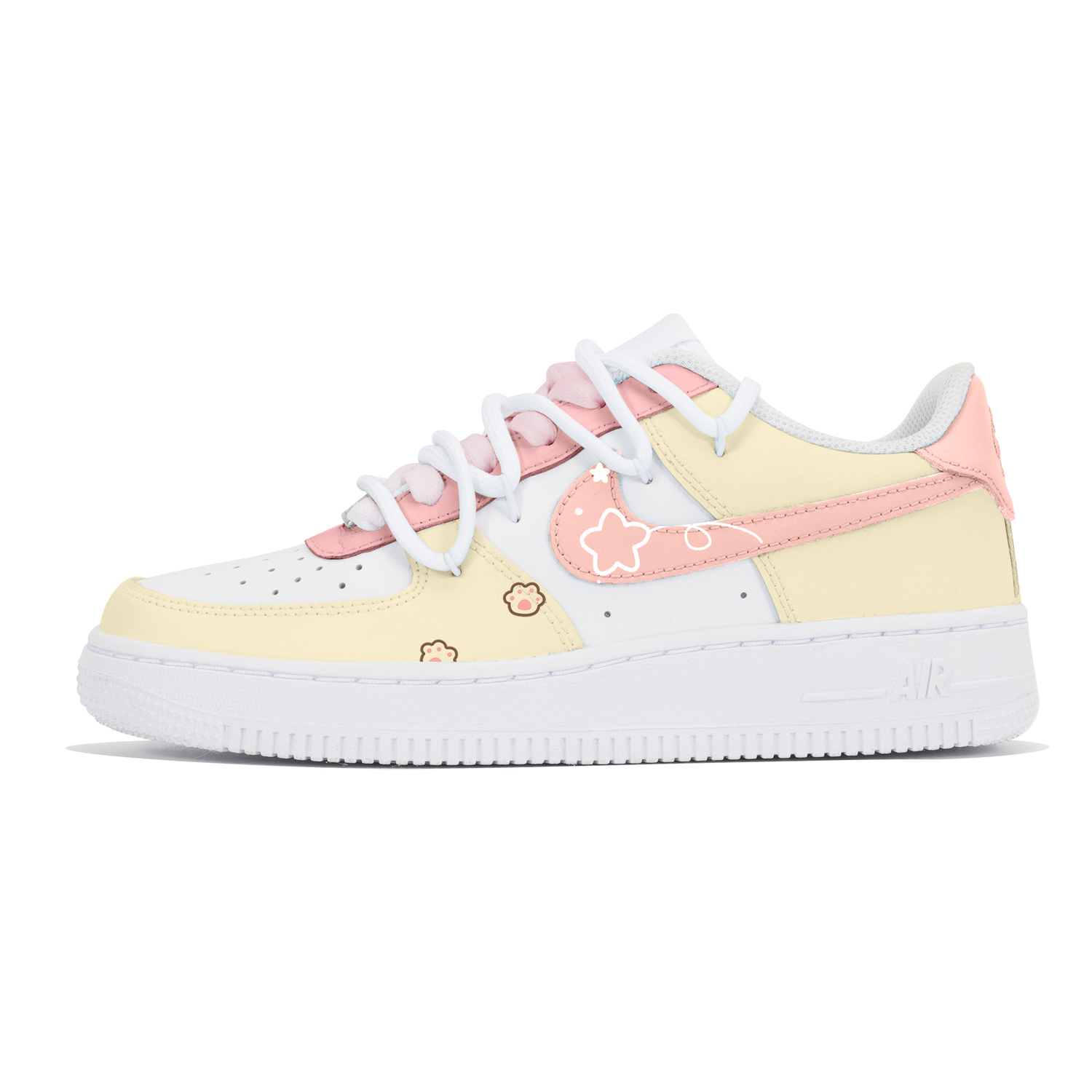 

Nike Air Force 1 устойчивые к истиранию низкие детские скейтбординг кроссовки yellow pink white для подростков