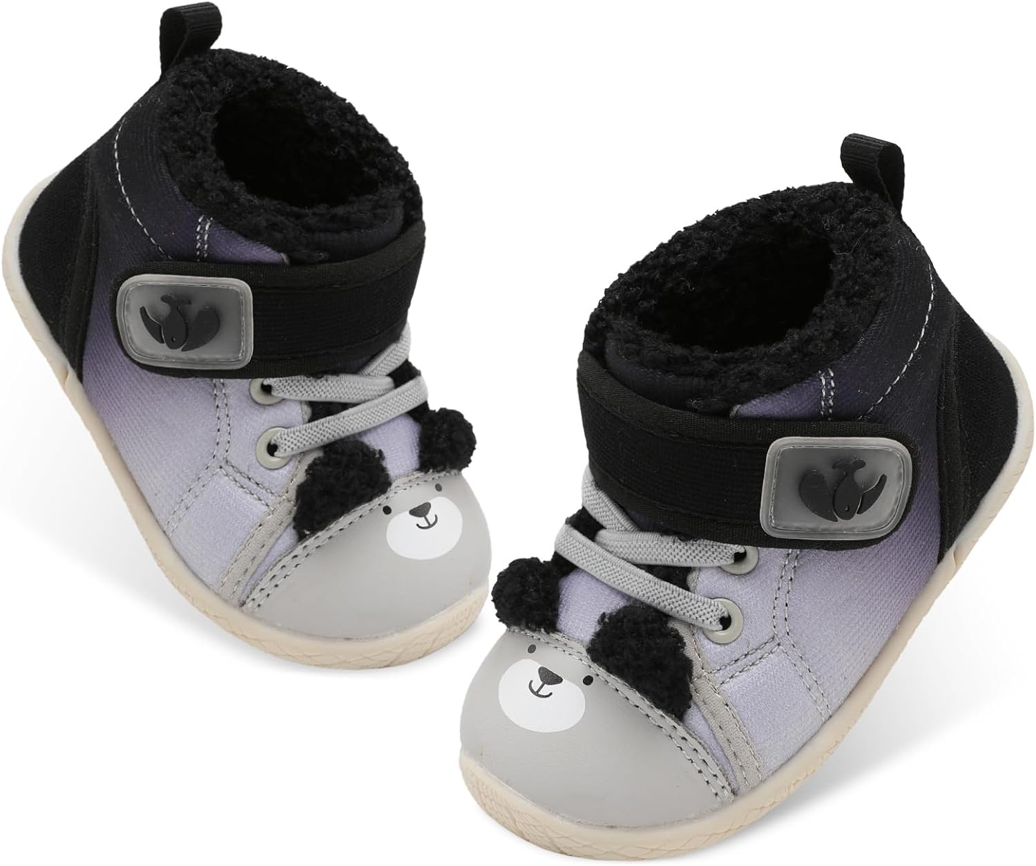 

FEETCITY Детские ботиночки для мальчиков и девочек, пинетки для младенцев, уютные флисовые ботинки, первые обувь для ходьбы, теплые носочки, обувь для новорожденных, Gradientblack