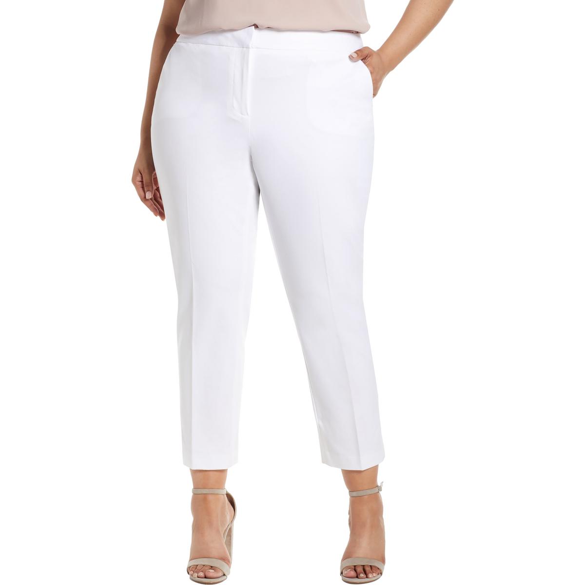

Женские укороченные брюки прямого покроя из твила Plus Vince Camuto, цвет ultra white