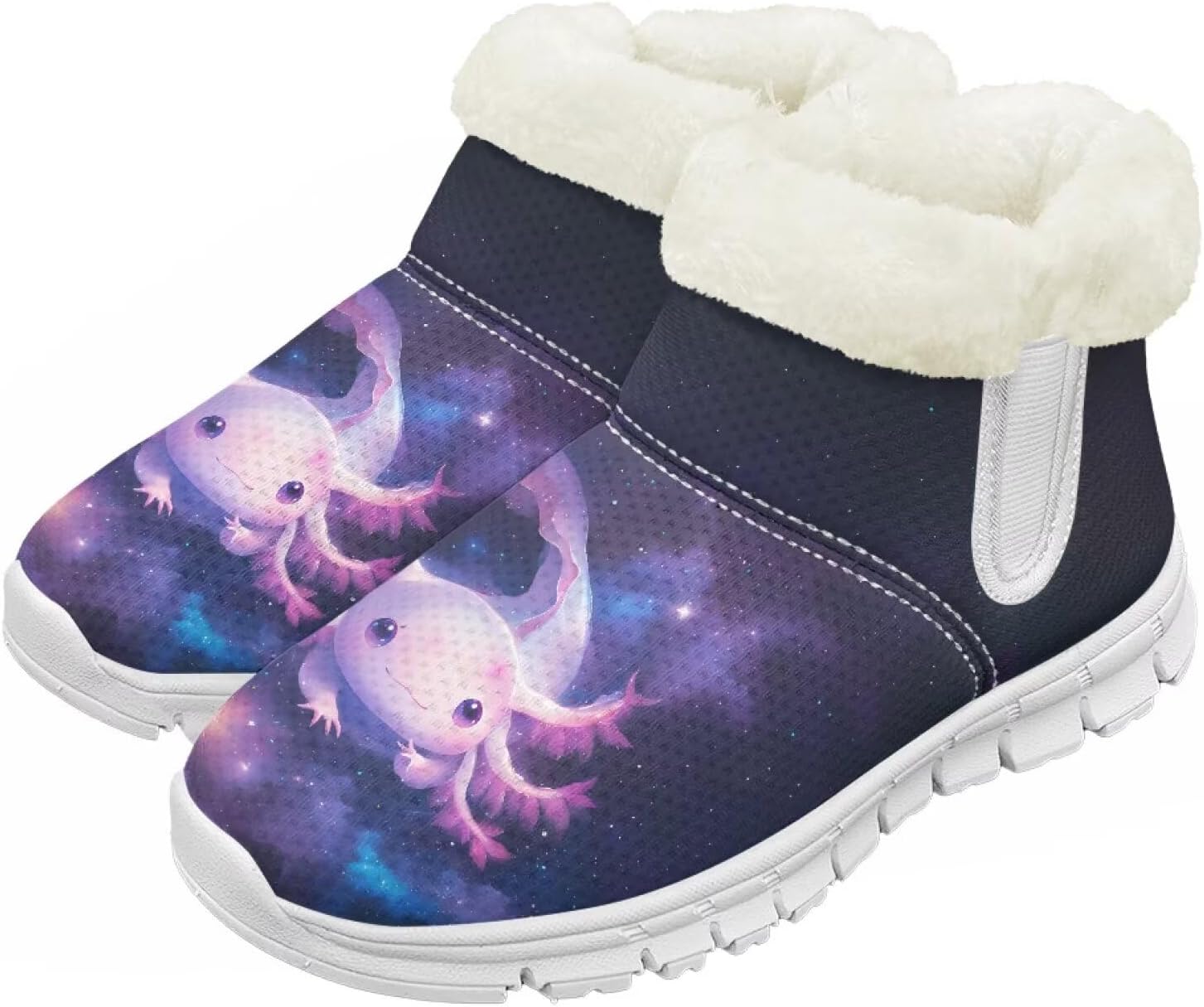 

Детские зимние сапоги для девочек, водонепроницаемые, противоскользящие, для холодной погоды, с искусственным мехом, походные ботинки Goronwyfloyd, Purple Axolotl