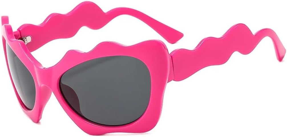 

Модные и необычные солнцезащитные очки Trend Wacky Oversized Wave Cat Eye для женщин и мужчин, для путешествий и вечеринок, с защитой от УФ-излучения UV400 TVTBBVV, Rose Gray