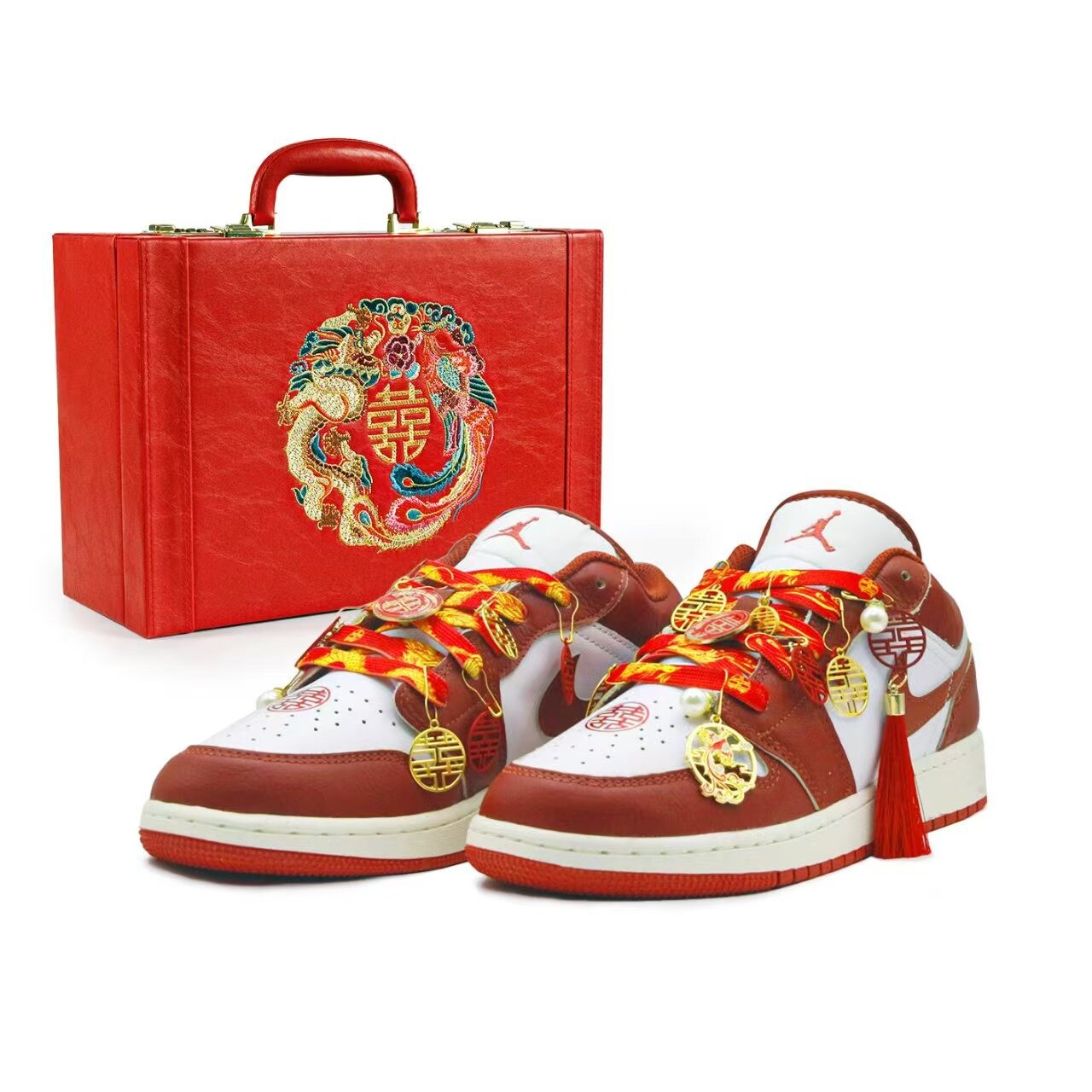 

Баскетбольные кроссовки Air 1 Vintage Unisex Low-top Jordan, цвет Red - Double Happiness