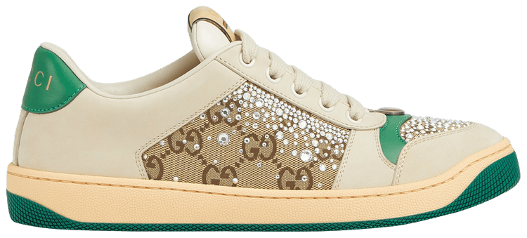 Кроссовки Gucci Wmns Screener 'GG Monogram Crystal - Ivory Green', кремовый