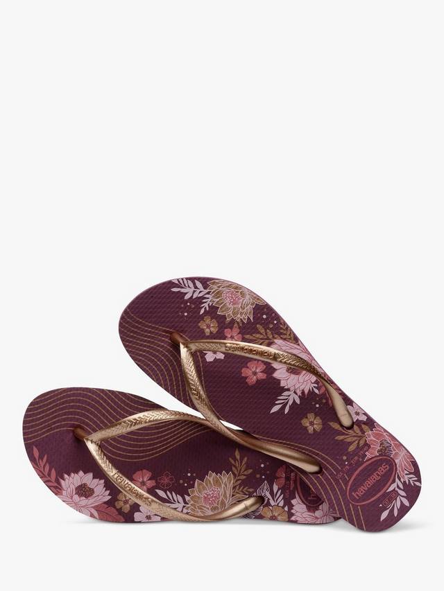 Тонкие шлепанцы из органического материала с цветочным рисунком Havaianas, цвет Purple/Multi — фото 4