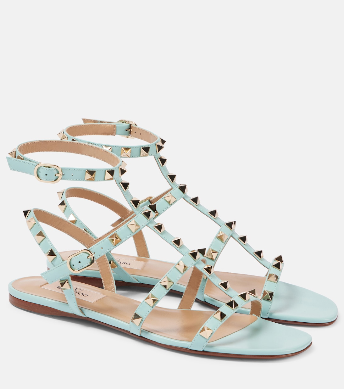 Сандалии кожаные Rockstud Classic Valentino Garavani, Acquamarina
