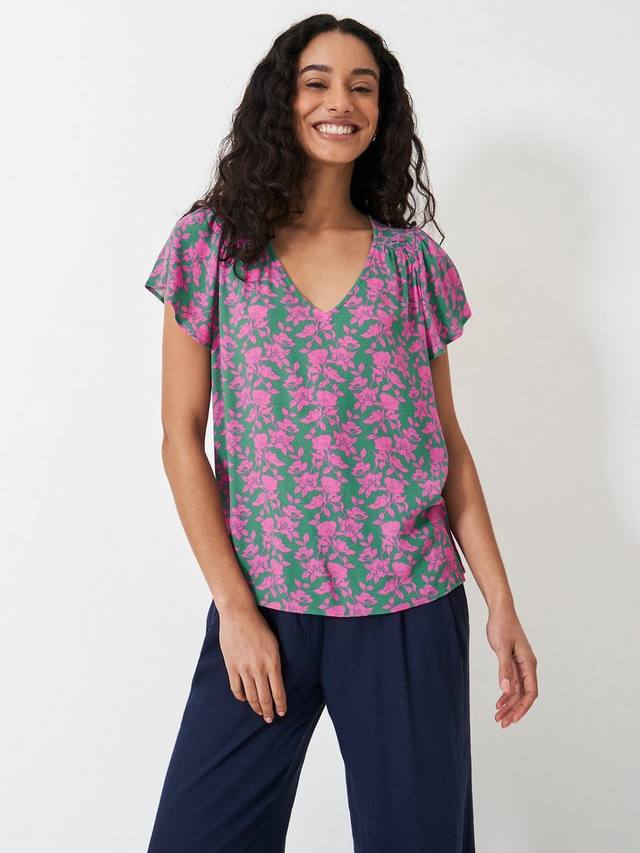 

Топ с цветочной оборкой от тиа Crew Clothing, цвет Green/Pink