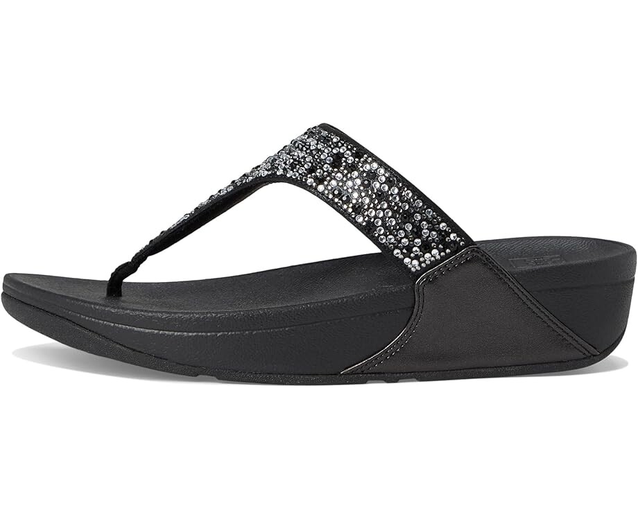 Сандалии FitFlop Lulu Crystal-Mix Toe-Post Sandals, цвет All Black — фото 4