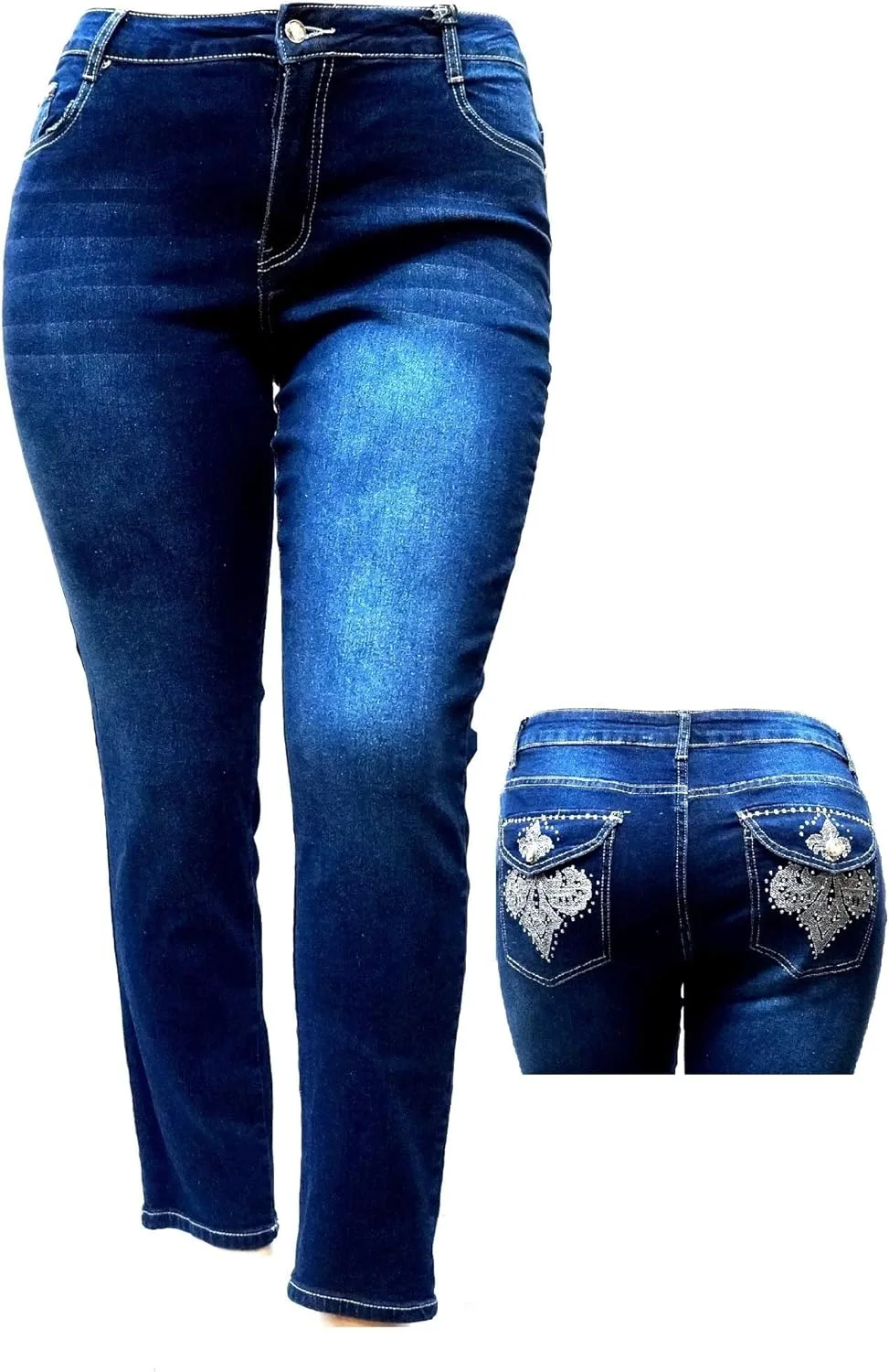 

L’Square/MI Jeans/Be by Hailey Dark Blue Women's Plus Size Denim Jeans Stretch Bootcut/Skinny Pants 1826 JEANS FOR LOVE