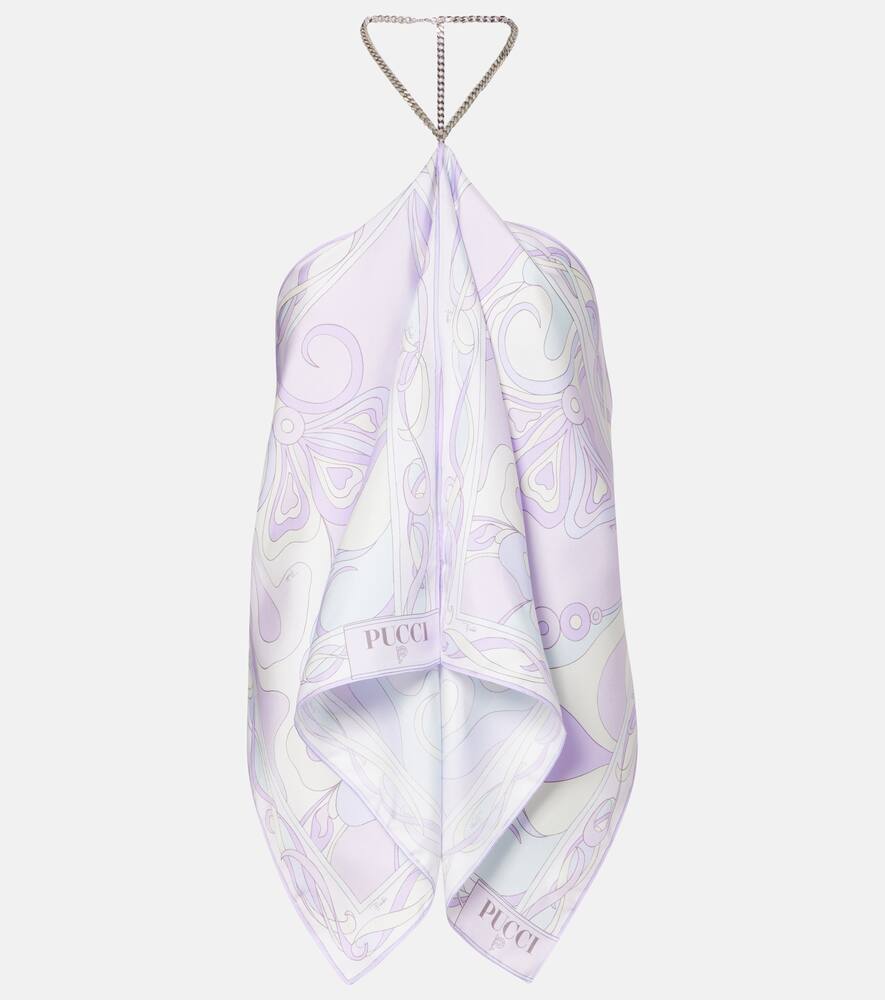 

Топ из шелкового твила с вышивкой орхидеи Pucci, Lavander