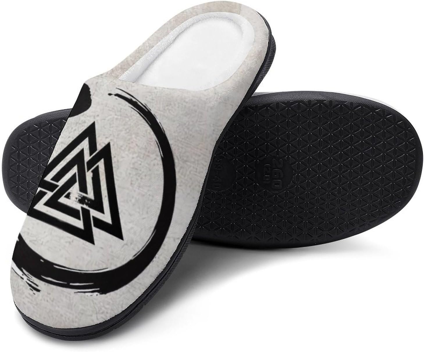 

Мужские тапочки с 3D-печатью в виде викингского компаса, зимние теплые домашние тапочки с мехом, легкие тапочки с резиновой подошвой Yxhzyhy, Viking Runes1