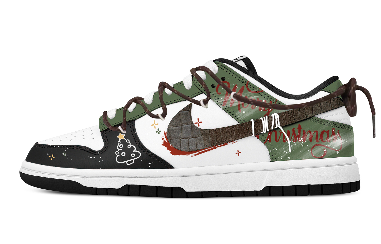 

Nike Dunk Christmas Carol Slip Resistant Abrasion Resistant Low top Skateboard Shoes Unisex черный зеленый красный