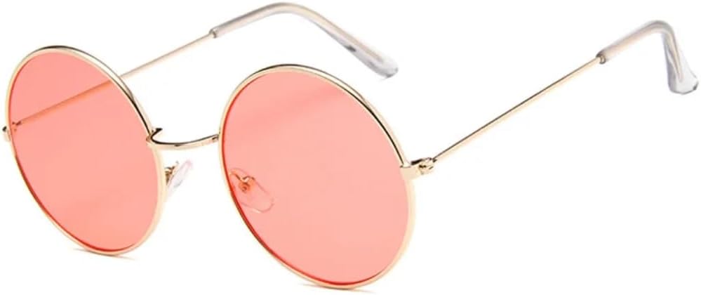 

Солнцезащитные очки с защитой от УФ-излучения UV400 | Металлические круглые линзы в стиле панк | Цветные линзы | Для женщин и мужчин | Для занятий спортом на открытом воздухе и вождения DSVIGF, Gold-red